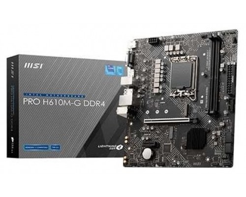 PLACA MSI PRO H610M-G,INTEL,1700,H610,2DDR5,96GB,VGA+HDMI+DP,4SATA3+1M.2,2USB2.0,2USB3.2,USB-C,1GBLAN,MATX (Espera 4 dias)